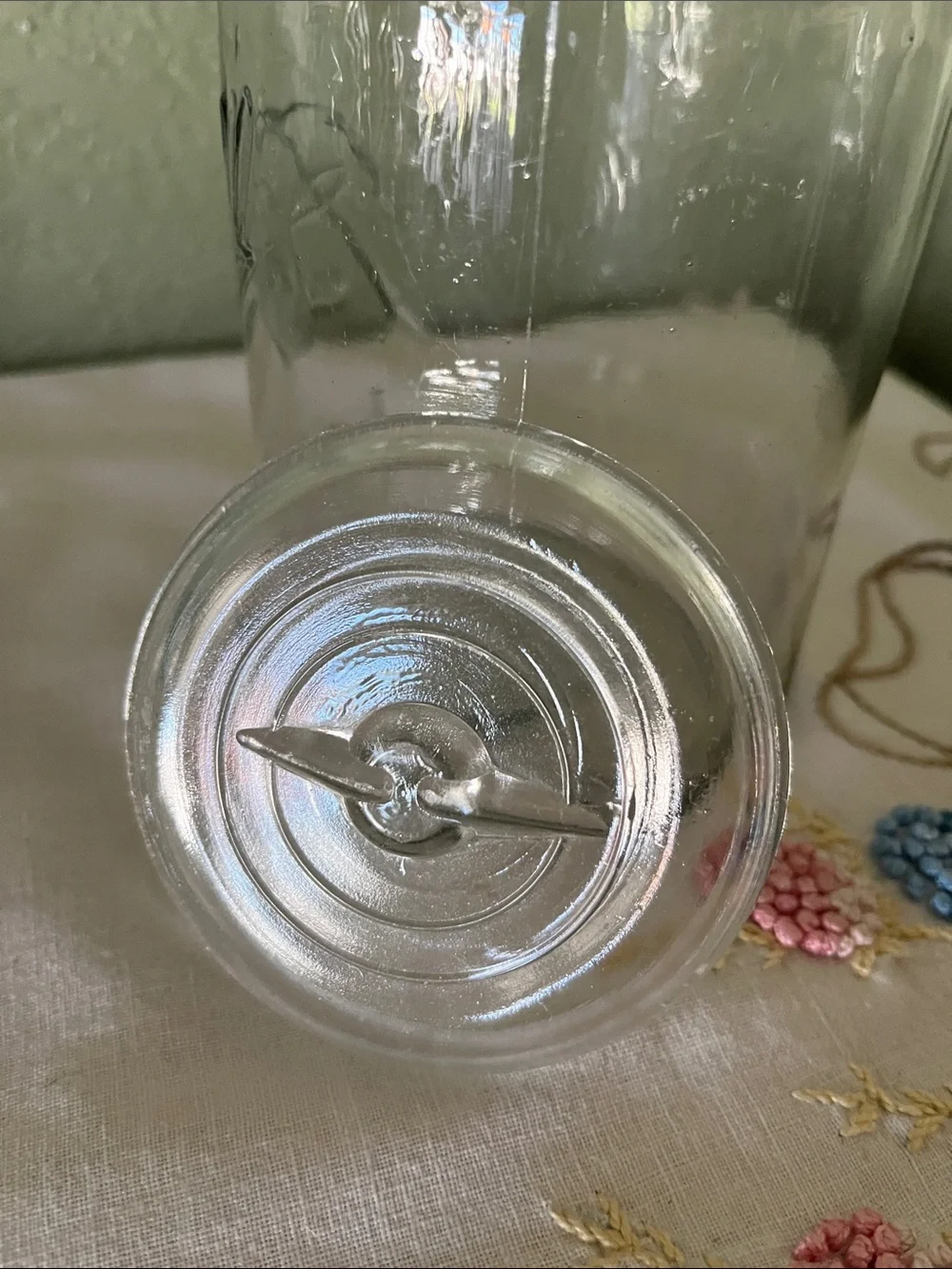 Vintage Ball Glass Canister – “Pat. Pend. 1908” Embossed Ball Logo & Wire Bail